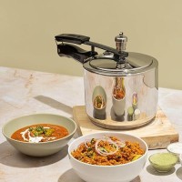 Vinod 18/8 Stainless Steel Pressure Cooker Inner Lid 2 Litre | Unique Sandwich Bottom Cooker | Induction and Gas Base | ISI and CE certified | 2 Years Warranty