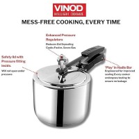 Vinod 18/8 Stainless Steel Pressure Cooker Inner Lid 2 Litre | Unique Sandwich Bottom Cooker | Induction and Gas Base | ISI and CE certified | 2 Years Warranty