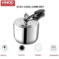 Vinod 18/8 Stainless Steel Pressure Cooker Inner Lid 2 Litre | Unique Sandwich Bottom Cooker | Induction and Gas Base | ISI and CE certified | 2 Years Warranty