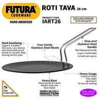 Futura Hard Anodised Roti Tava 26cm, 4.88mm thick Induction Compatible