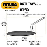 Futura Hard Anodised Roti Tava 26cm, 4.88mm thick Induction Compatible