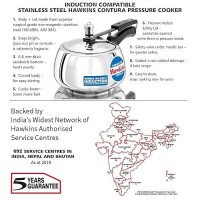 Hawkins Stainless Steel Contura 3 Litre Inner Lid Pressure Cooker Induction Compatible