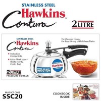 Hawkins Stainless Steel Contura Induction Compatible Inner Lid Pressure Cooker, 2 Litre, Silver (Ssc20), 2 Liter