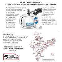 Hawkins Stainless Steel Contura Induction Compatible Inner Lid Pressure Cooker, 2 Litre, Silver (Ssc20), 2 Liter