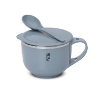 Jaypee Plus Stainless Steel Soup Bowl with Lid & Spoon Holder Souptok, Maggi Bowl Noodles Pasta Bowl Mug for Milk, Best Diwali Gift, Mug for Kids, Girls, Boys, Birthday, Blue