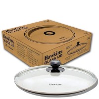 Hawkins 26 cm Glass Lid, Toughened Glass Lid with Stainless Steel Rim, Pan Lid, Transparent (LID26G)