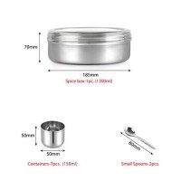 Cello Steelox Stainless Steel Masala Dabba/Spice Box with See Through Lid, 7 Containers and 2 Small Spoons, (150mlx7), Silver, Large