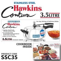 Hawkins 3.5 Litre Contura Pressure Cooker, Stainless Steel Inner Lid Cooker, Handi Cooker, Induction Cooker, Silver (Ssc35), 3.5 Liter