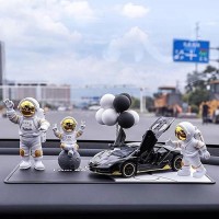 Street27 3pcs Astronaut Figurine Home Decor Astronaut Statue Study Office Desk Decor Showpiece Gift Decoration Accessories Outer Space PVC Sculpture (Golden)