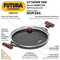 Hawkins Futura 24 cm Uttapam Pan, Pancake Tava, Non Stick Uttapa Tawa, Pancake Pan, Snack Maker, Black (NUP24G)