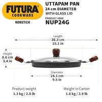 Hawkins Futura 24 cm Uttapam Pan, Pancake Tava, Non Stick Uttapa Tawa, Pancake Pan, Snack Maker, Black (NUP24G)