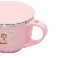 Jaypee Plus Stainless Steel Disney Princess Souptok Prime Soup Bowl with Lid & Spoon Maggi Bowl Noodles Pasta Bowl, Mug for Milk, Cup, Best Diwali Gift, Birthday Gift for Girls and Boys, Pink