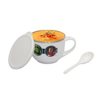 Jaypee Plus Stainless Steel Disney Printed Souptok Prime Soup Bowl with Lid & Spoon Avengers Maggi Bowl Noodles Pasta Bowl, Best Diwali Gift, Birthday Gift for Girls and Boys, White