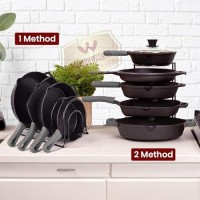 WonderStand Heavy Duty Pot Pan Rack Organizer (5-Tier), Pan Rack Holder and Organizer Rack for Home/Kitchen