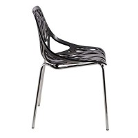 Leisuremod Forest Modern Dining Chair With Chromed Legs, Set Of 2 (Black)