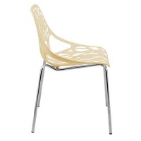 Leisuremod Forest Modern Dining Chair With Chromed Legs, Set Of 2 (Cream)