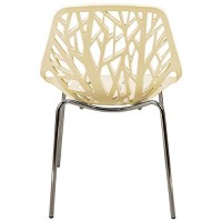 Leisuremod Forest Modern Dining Chair With Chromed Legs, Set Of 4 (Cream)