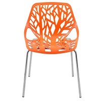 Leisuremod Forest Modern Dining Side Chair With Chrome Legs (Orange)