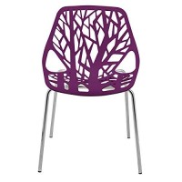 Leisuremod Forest Modern Dining Chair With Chromed Legs, Set Of 4 (Purple)