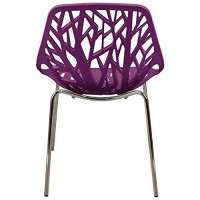 Leisuremod Forest Modern Dining Chair With Chromed Legs, Set Of 4 (Purple)