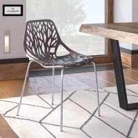 Leisuremod Forest Modern Dining Side Chair With Chrome Legs (Taupe)