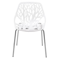 Leisuremod Forest Modern Dining Chair With Chromed Legs, Set Of 2 (White)