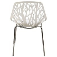 Leisuremod Forest Modern Dining Chair With Chromed Legs, Set Of 2 (White)