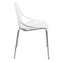Leisuremod Forest Modern Dining Chair With Chromed Legs In White