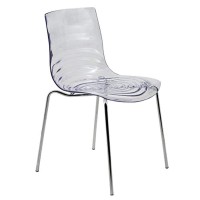 Leisuremod Astor Water Ripple Design Modern Lucite Dining Side Chair With Metal Legs, Clear