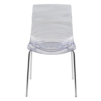 Leisuremod Astor Water Ripple Design Modern Lucite Dining Side Chair With Metal Legs, Set Of 2, Clear