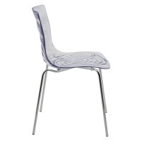 Leisuremod Astor Water Ripple Design Modern Lucite Dining Side Chair With Metal Legs, Set Of 4, Clear