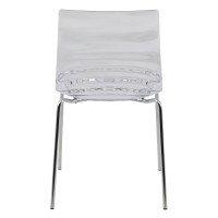 Leisuremod Astor Water Ripple Design Modern Lucite Dining Side Chair With Metal Legs, Set Of 4, Clear