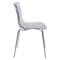 Leisuremod Astor Water Ripple Design Modern Lucite Dining Side Chair With Metal Legs, Clear