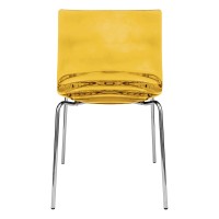 Leisuremod Astor Water Ripple Design Modern Lucite Dining Side Chair With Metal Legs, Set Of 2, Transparent Orange