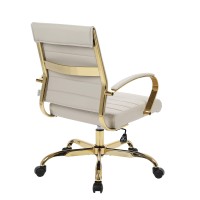 Leisuremod Benmar Modern Mid-Back Adjustable Swivel Leather Office Chair With Gold Frame (Tan)