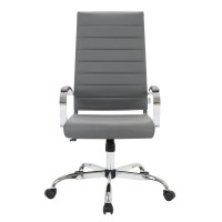 Leisuremod Benmar Modern High-Back Adjustable Swivel Leather Office Chair, Grey