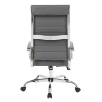 Leisuremod Benmar Modern High-Back Adjustable Swivel Leather Office Chair, Grey