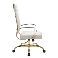 Leisuremod Benmar Modern High-Back Adjustable Swivel Leather Office Chair With Gold Frame (Tan)
