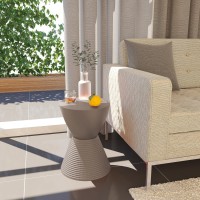 Leisuremod Boyd Modern Accent Side Table End Table Indoor And Outdoor Use, 16.75 H X 11.75 W X 11.75 D (Taupe)