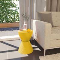 Leisuremod Boyd Modern Accent Side Table End Table Indoor And Outdoor Use, 16.75 H X 11.75 W X 11.75 D (Yellow)