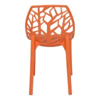 Leisuremod Caswell Cut-Out Tree Design Modern Dining Chairs, Set Of 2 (Solid Orange)