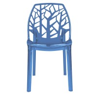 Leisuremod Cornelia Cut-Out Tree Design Modern Dining Chairs, Transparent Blue