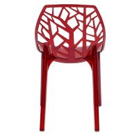 Leisuremod Cornelia Cut-Out Tree Design Modern Dining Chairs, Set Of 4 (Transparent Red)