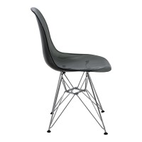 Leisuremod Carey Modern Eiffel Base Molded Side Chair Set Of 2 (Transparent Black)