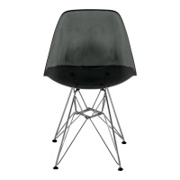 Leisuremod Carey Modern Eiffel Base Molded Side Chair Set Of 2 (Transparent Black)