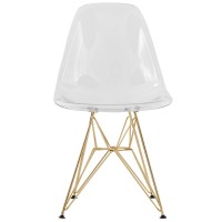 Leosuremod Cresco Dinin Chair With Eiffel Gold Base In Transparent Black