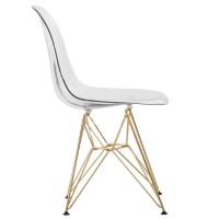 Leosuremod Cresco Dinin Chair With Eiffel Gold Base In Transparent Black