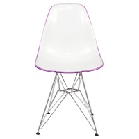 Leisuremod Carey Modern Eiffel Base Molded Side Chair Set Of 2 (White Purple)