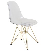 Leisuremod Carey Modern Eiffel Base Molded Side Dining Chair With Gold Base (White Purple)