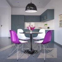 Leisuremod Carey Modern Eiffel Base Molded Dining Side Chair (White Purple)
